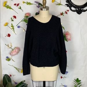 Black wool/silk/cashmere dolann sleeve sweater